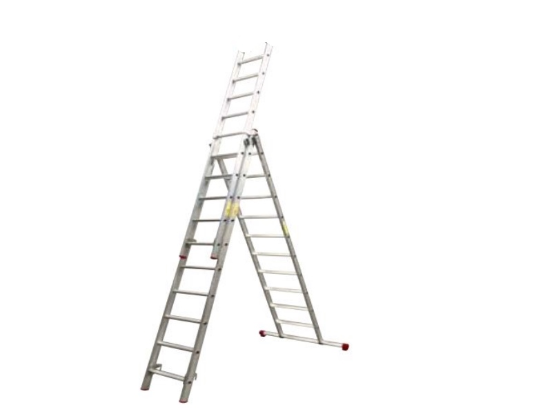 Little Jumbo 1250470308 Reformleiter SuperPro 3 x 8 Sprossen gerade mit Stabilisationsstange