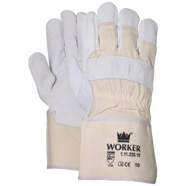 Worker 1.11.220.10 Nerf Lederhandschuh mit 10 cm Leinwand écru Kapuze