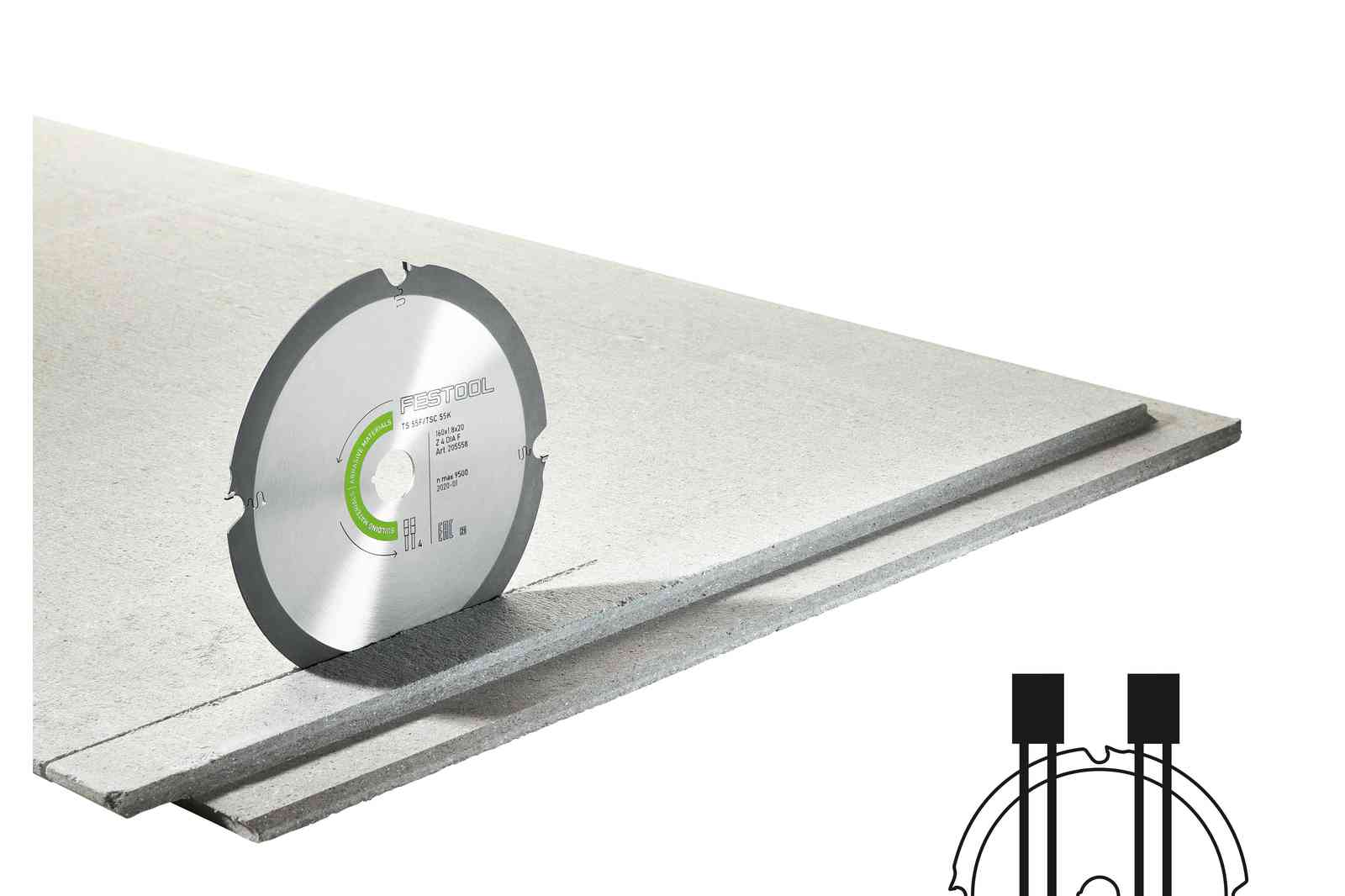 Festool Zubehör 205558 Diamant-Kreissägeblatt ABRASIVE MATERIALS DIA 160x1,8x20 F4