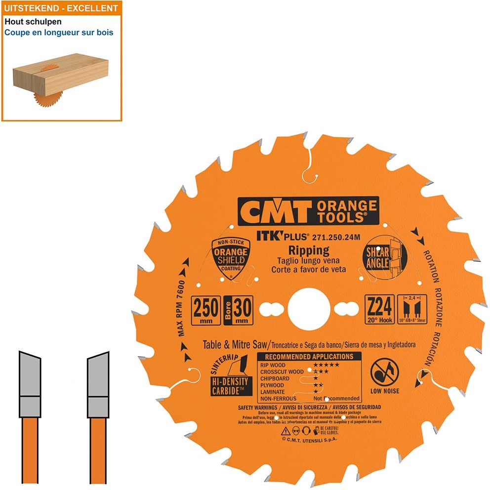 CMT 271.250.24M Ultradünnes Kappsägeblatt mit Schnittbegrenzung 250 x 30 x 24T