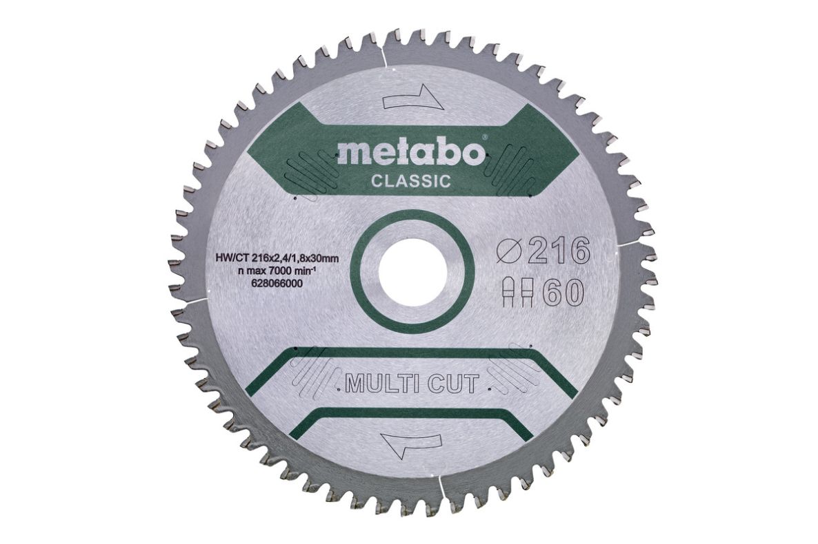 Metabo Zubehör 628655000 Kreissägeblatt Multi Cut Classic 216x30 60FZ/TZ 5°neg /B