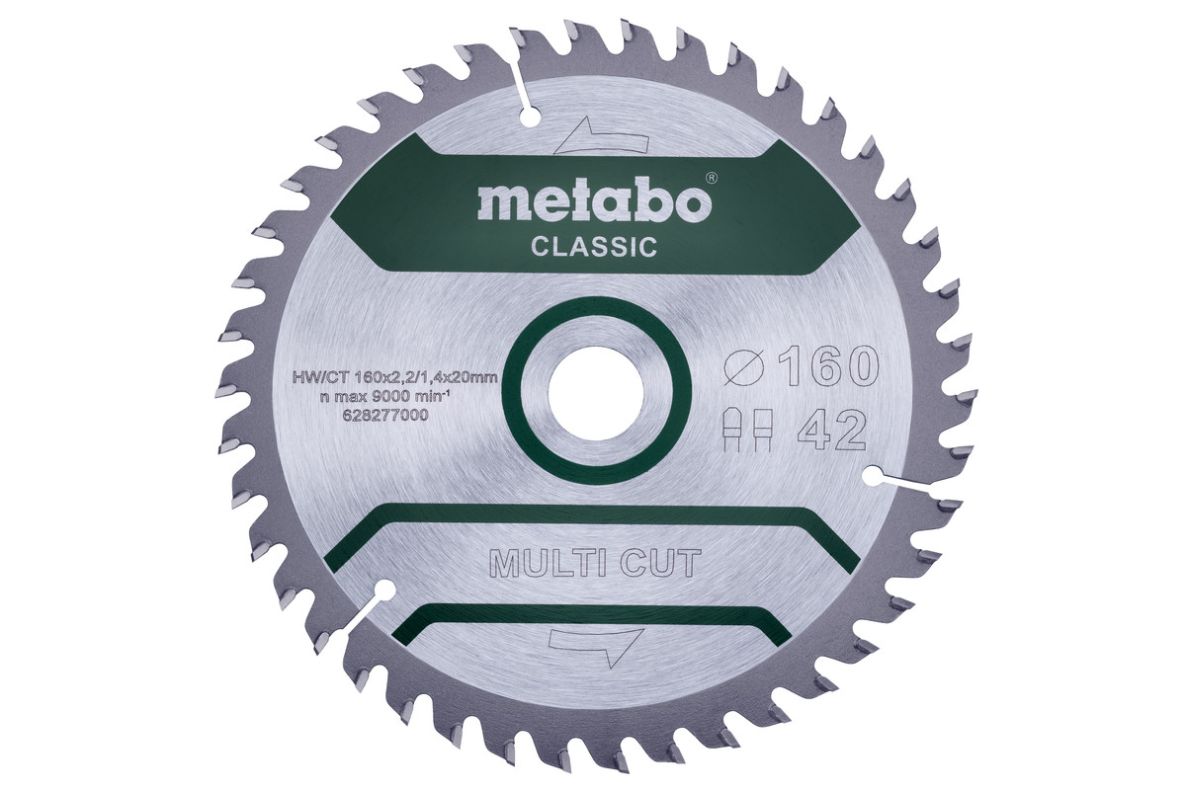 Metabo Zubehör 628277000 Kreissägeblatt Multi Cut Classic 160x20 42 FZ/TZ 10°