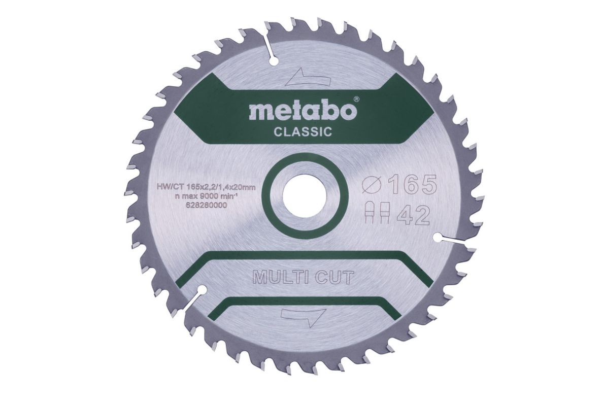 Metabo Zubehör 628280000 Kreissägeblatt Multi Cut Classic 165x20 42 FZ/TZ 5°