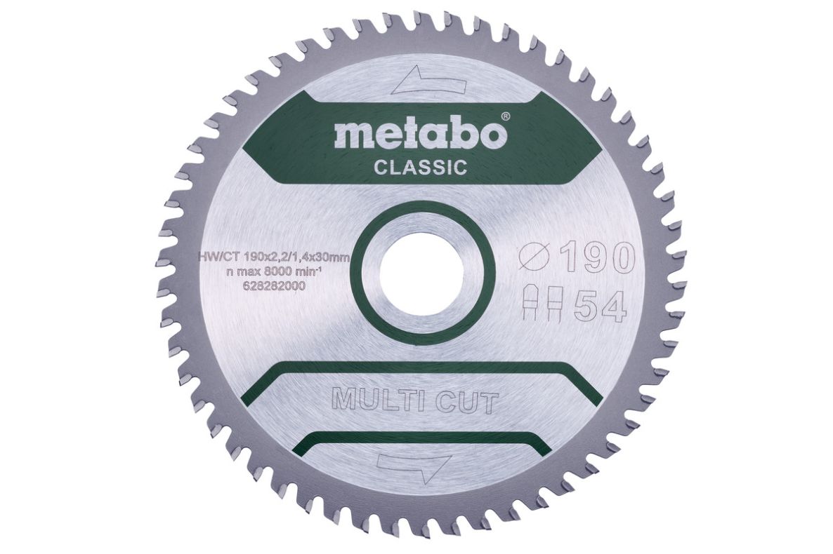 Metabo Zubehör 628663000 Kreissägeblatt Multi Cut Classic 190x30 54 FZ/TZ 5° /B