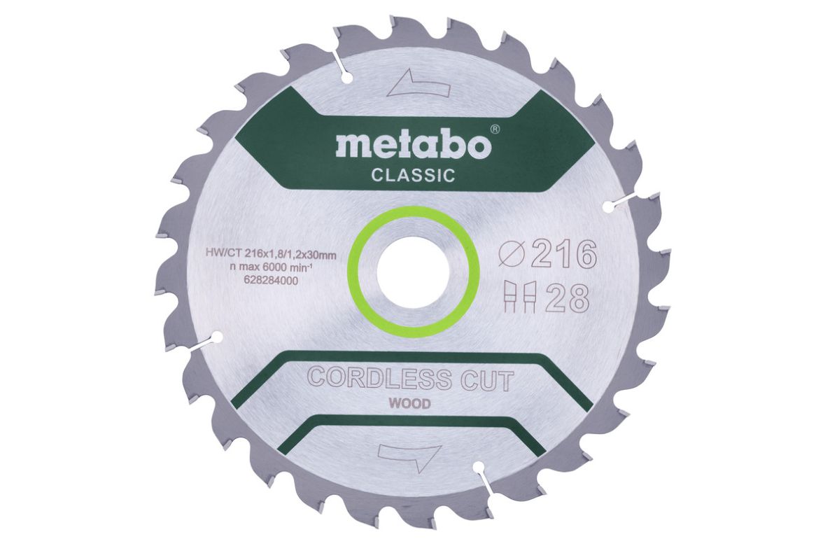 Metabo Zubehör 628284000 Kreissägeblatt Cordless Cut Classic 216x30 28WZ 5°