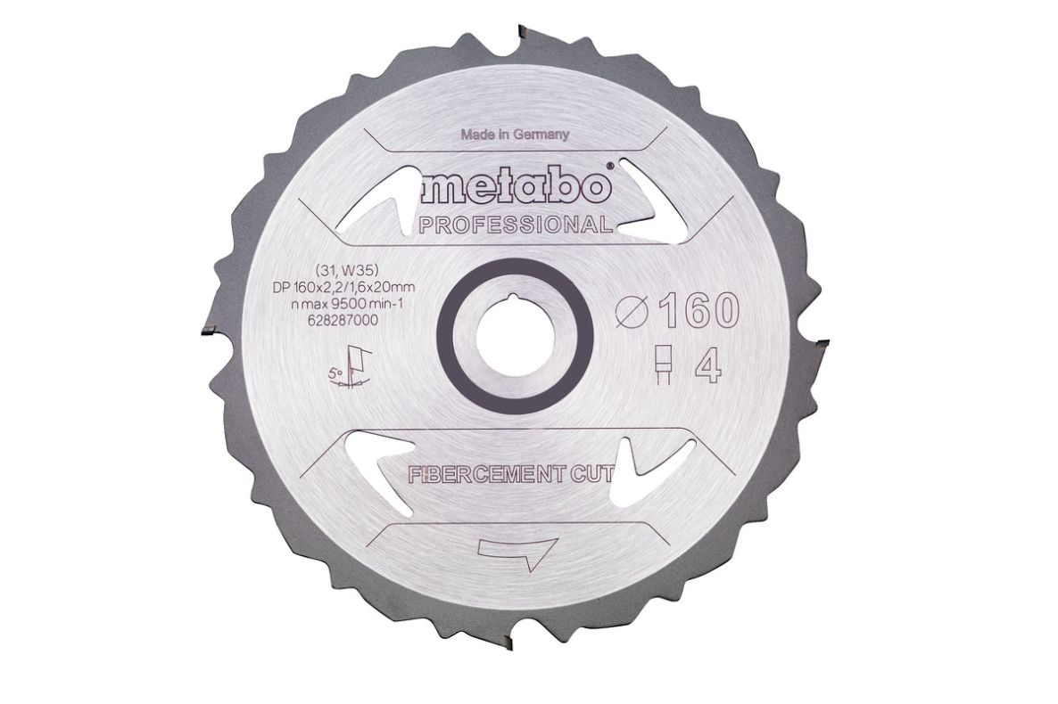 Metabo Zubehör 628287000 Kreissägeblatt Fibercement Cut Prof 160x20 4DFZ 5°