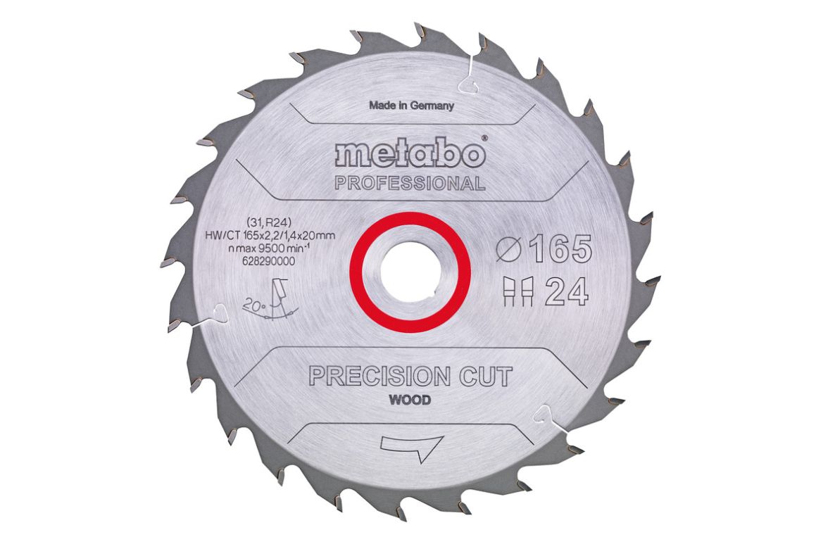 Metabo Zubehör 628290000 Kreissägeblatt Precision Cut Prof 165x20 24WZ 20°