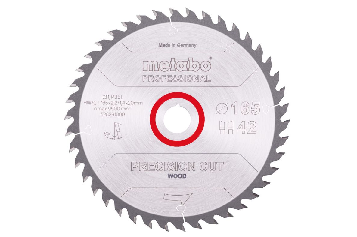 Metabo Zubehör 628291000 Kreissägeblatt Precision Cut Prof 165x20 42WZ 15°