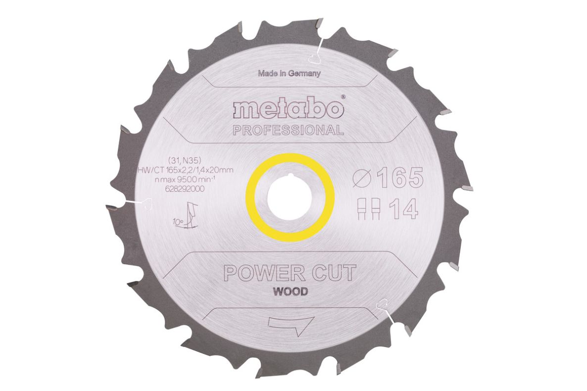 Metabo Zubehör 628292000 Kreissägeblatt Power Cut Prof 165x20 14FZ/FA 10°