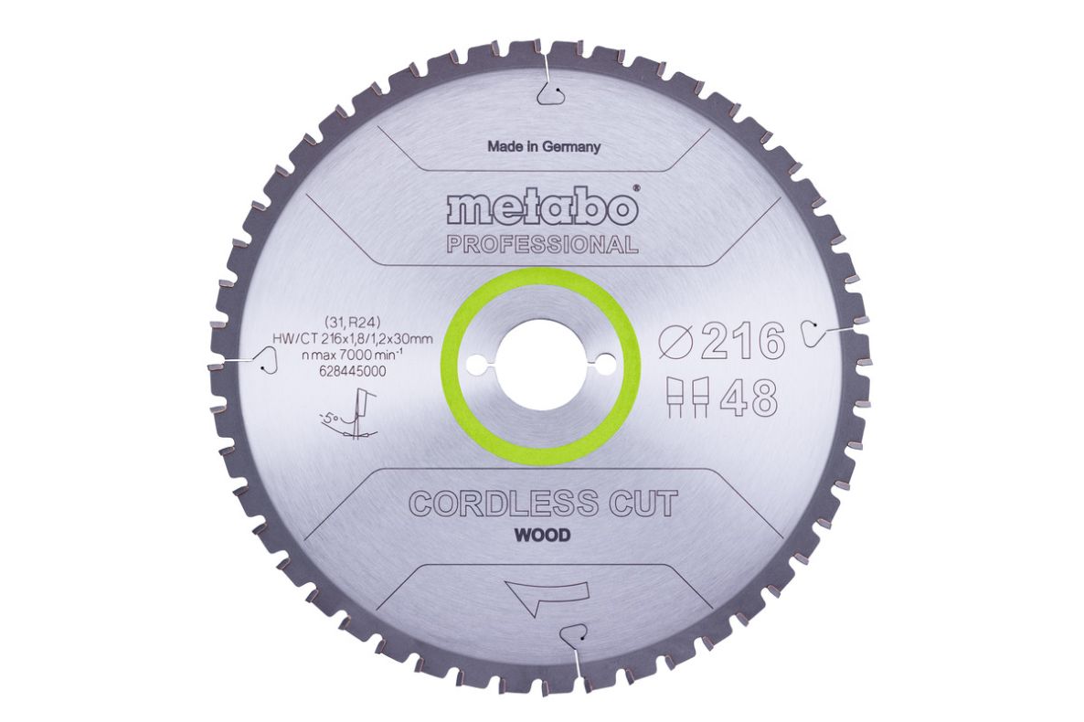 Metabo Zubehör 628445000 Kreissägeblatt Cordless Cut Prof 216x30 48WZ 5°neg