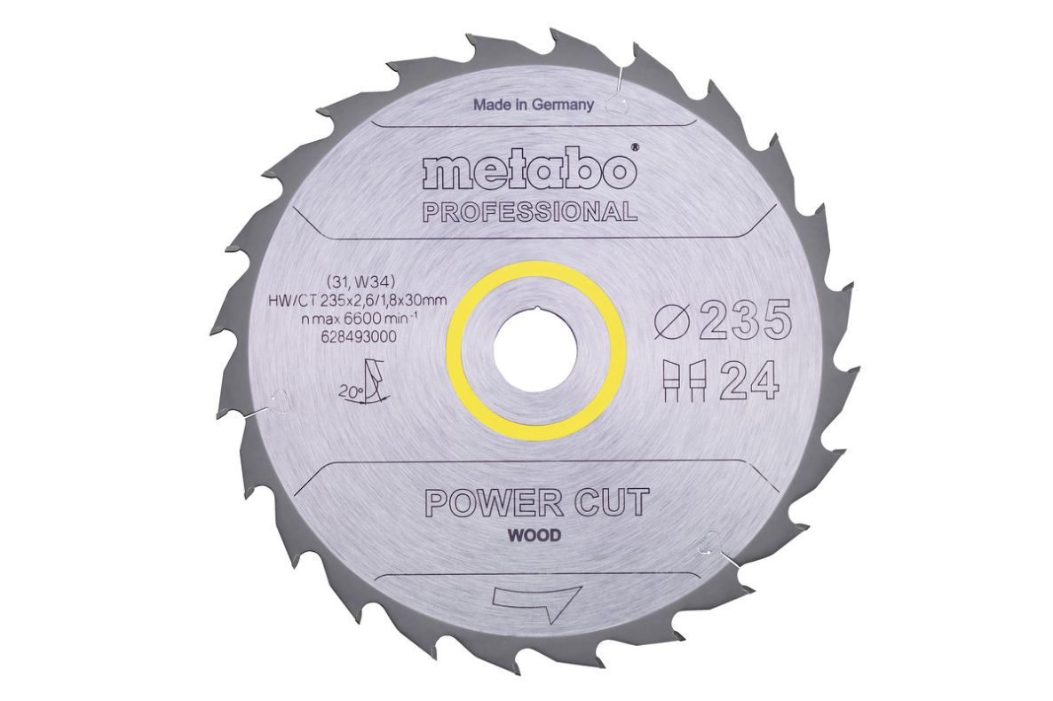 Metabo Zubehör 628493000 Kreissägeblatt PowerCut Professional Ø235x2,6/1,8x30 24 WZ 20°