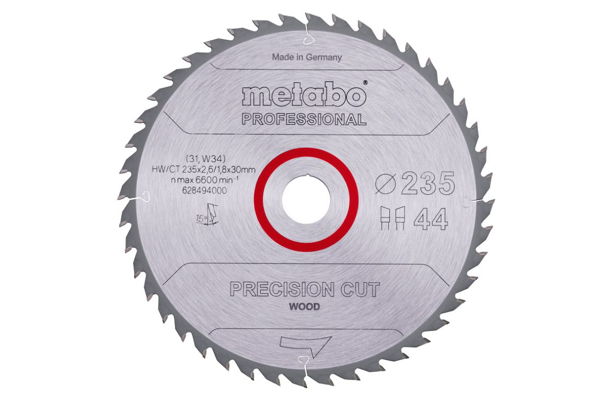 Metabo Zubehör 628494000 Kreissägeblatt PrecisionCut Professional Ø235x2,6/1,8x30 44 WZ 15°