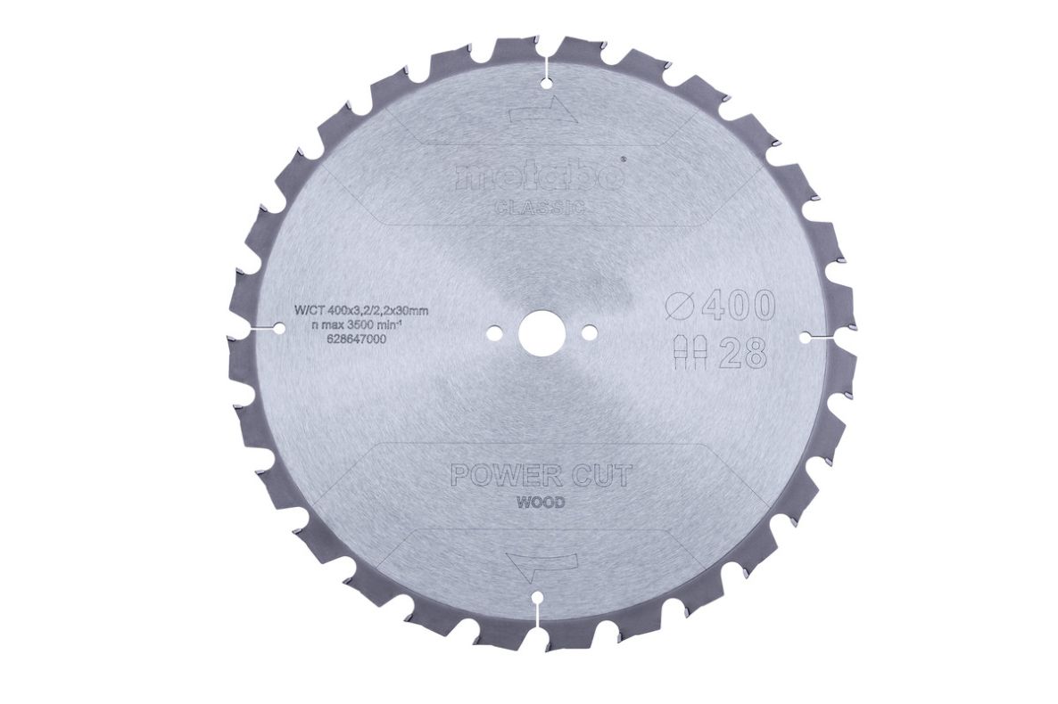 Metabo Zubehör 628647000 Kreissägeblatt Power Cut Classic 400x3,2/2,2x30 28 TZ/TZ 15°