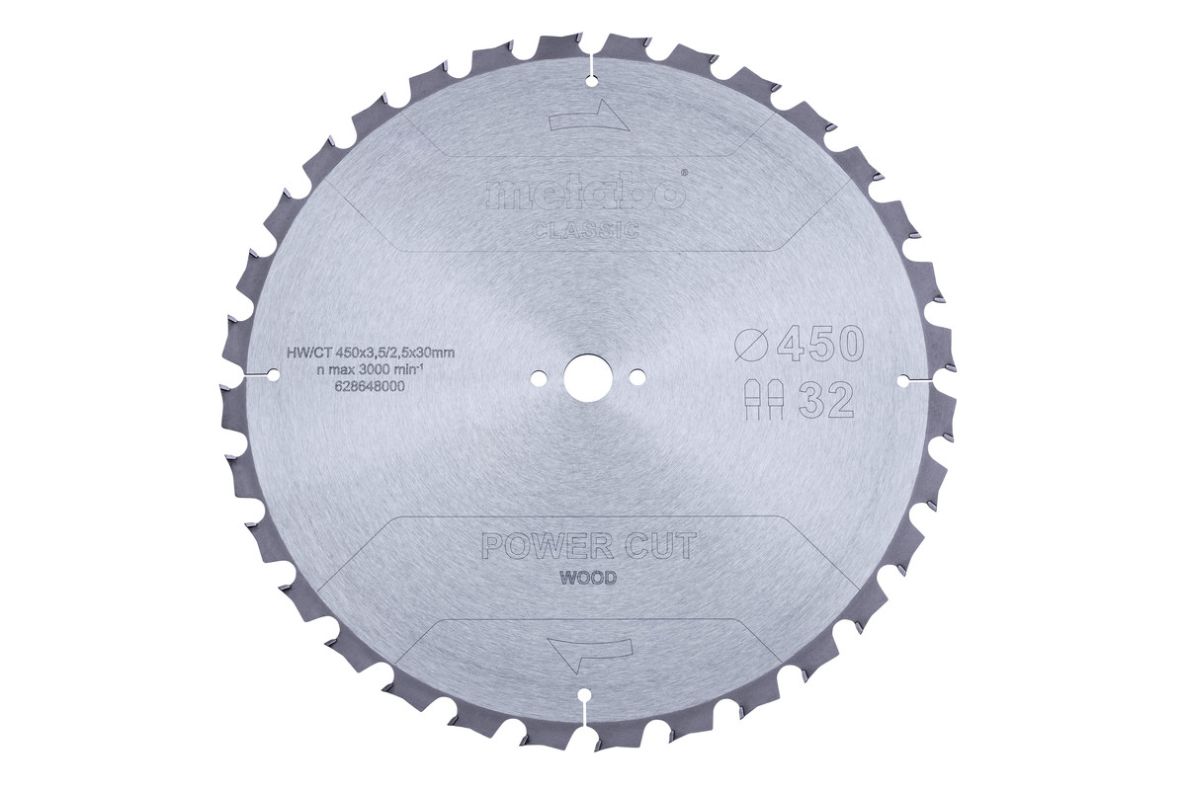 Metabo Zubehör 628648000 Kreissägeblatt Power Cut Classic 450x3,5/2,5x30 32 TZ/TZ 15°