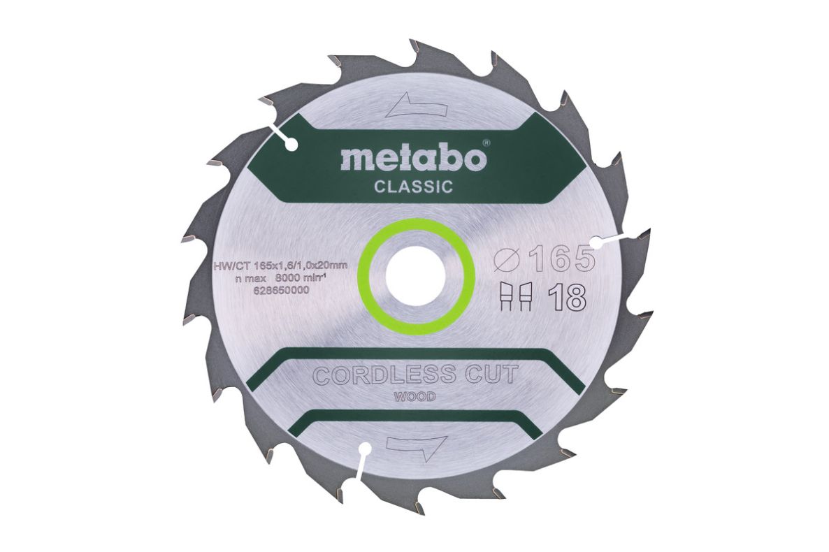 Metabo Zubehör 628650000 Kreissägeblatt Cordless Cut Classic 165x20 18WZ 20° /B
