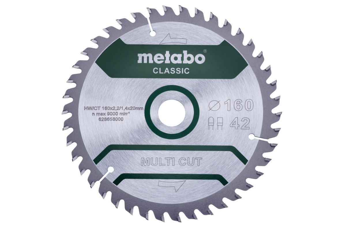Metabo Zubehör 628658000 Kreissägeblatt Multi Cut Classic 160x20 42 FZ/TZ 10° /B