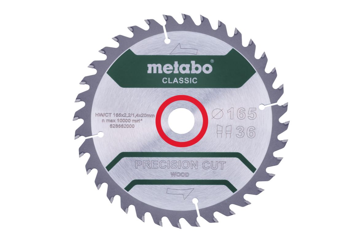 Metabo Zubehör 628662000 Kreissägeblatt Precision Wood Classic 165x20 36WZ 15° /B