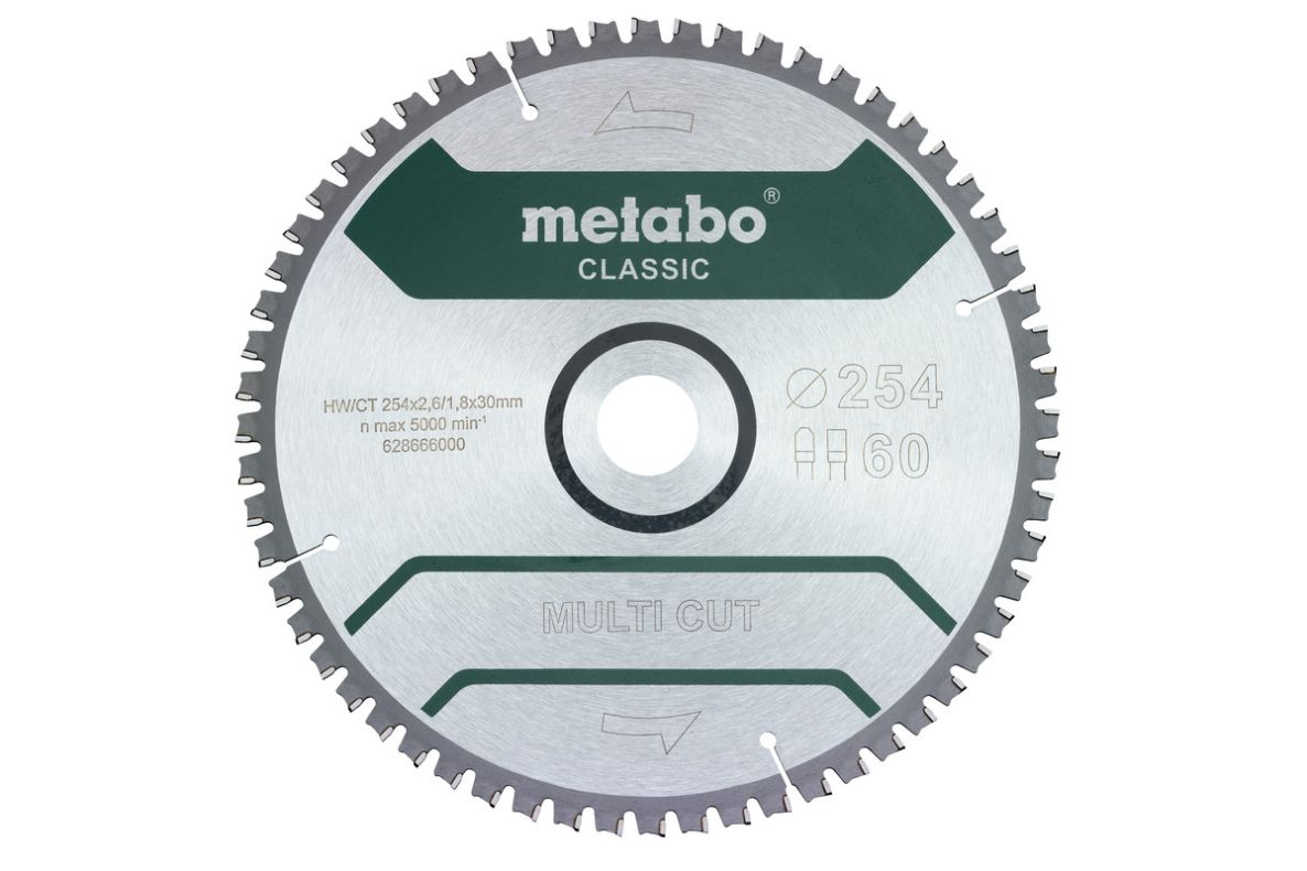 Metabo Zubehör 628285000 Kreissägeblatt Multi Cut Classic 254x30 60 FZ/TZ 5°neg