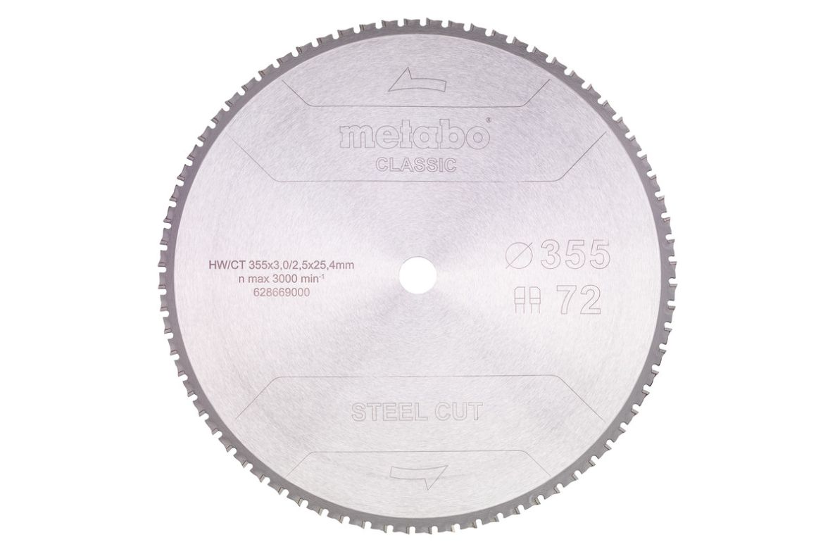 Metabo Zubehör 628669000 Kreissägeblatt Steel Cut Classic 355x25,4 72 FZFA/FZFA 4°