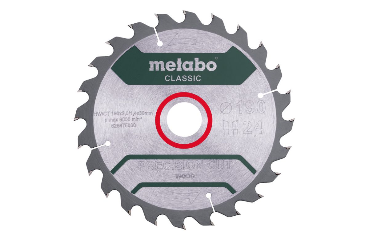 Metabo Zubehör 628676000 Kreissägeblatt PrecisionCutClassic 190x30 24 WZ 15° /B