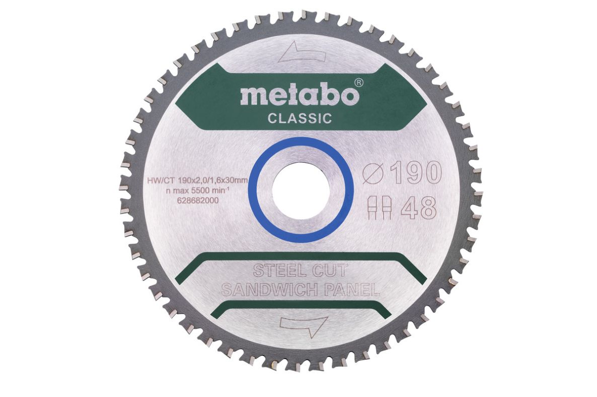 Metabo Zubehör 628682000 Kreissägeblatt SteelCutSandwichplatten Classic 190x30 Z48