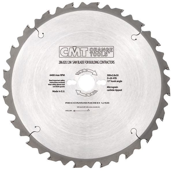 CMT 286.028.16M Bausägeblatt (Nagel in Holz) 400 x 30 x 28T
