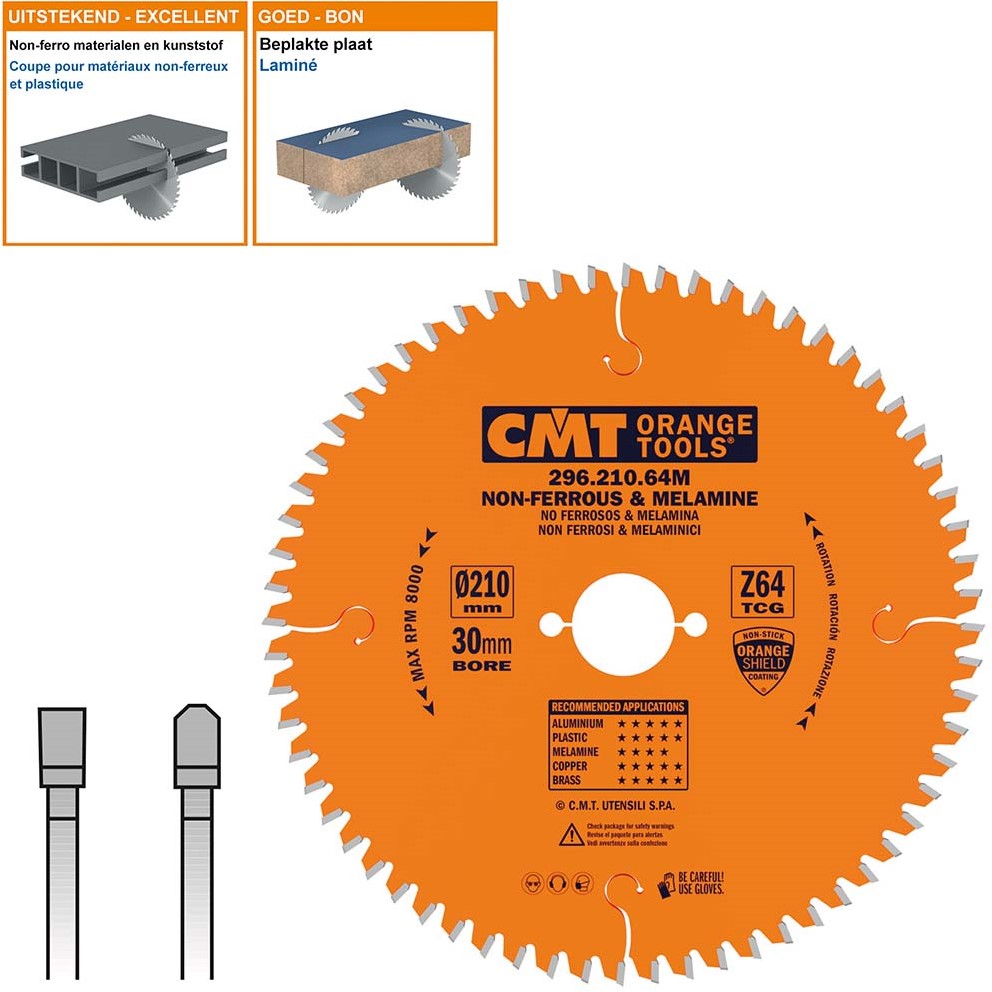 CMT 296.210.64M Negativklinge für Nichteisenmetalle/Trespa/Alu 210 x 30 x 64T