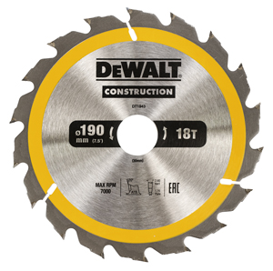 DeWALT Zubehör DT1943-QZ Kreissägeblatt 190 x 30 mm 18T ATB 20°