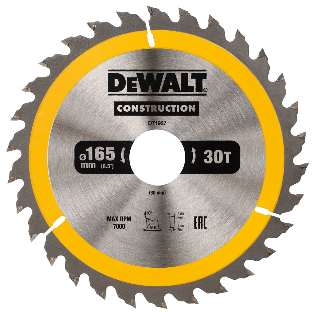 DeWALT Zubehör DT1937-QZ Kreissägeblatt 165 x 30 mm 30T ATB 10°