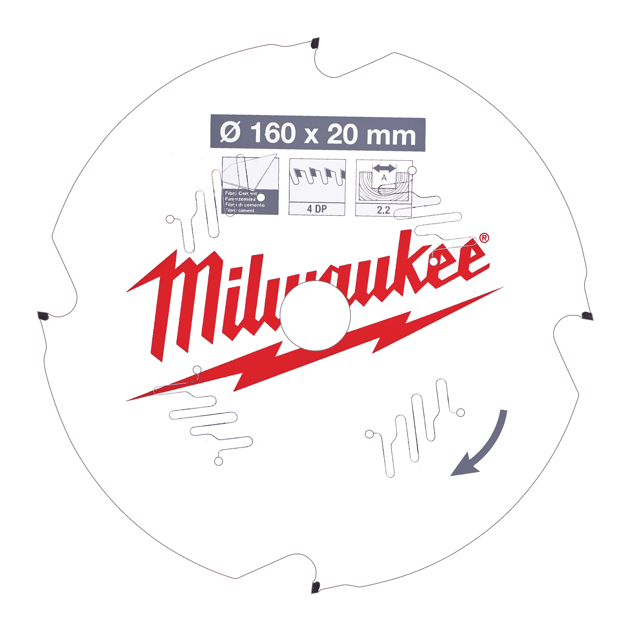 Milwaukee Zubehör 4932471293 Kreissägeblatt P FC 160x20x2,2x4D