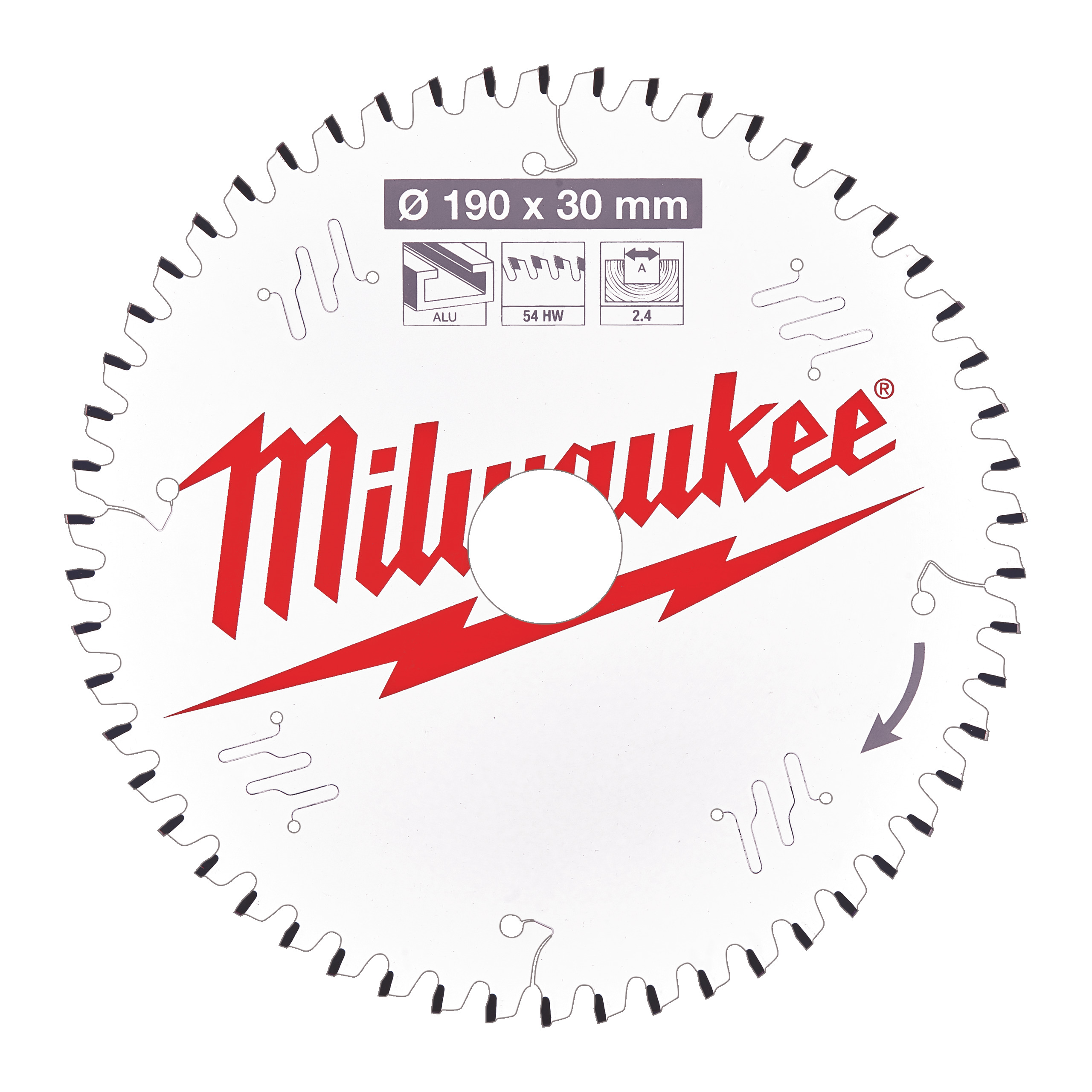 Milwaukee Zubehör 4932471303 Kreissägeblatt P Alu190x30x2,4x54TF neg.