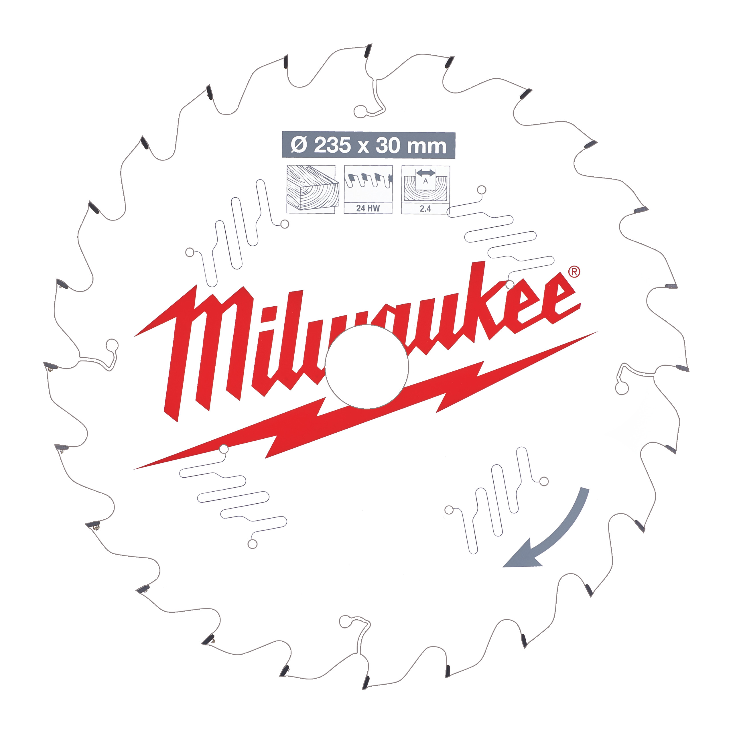 Milwaukee Zubehör 4932471305 Kreissägeblatt P W 235x30x2,4x24ATB