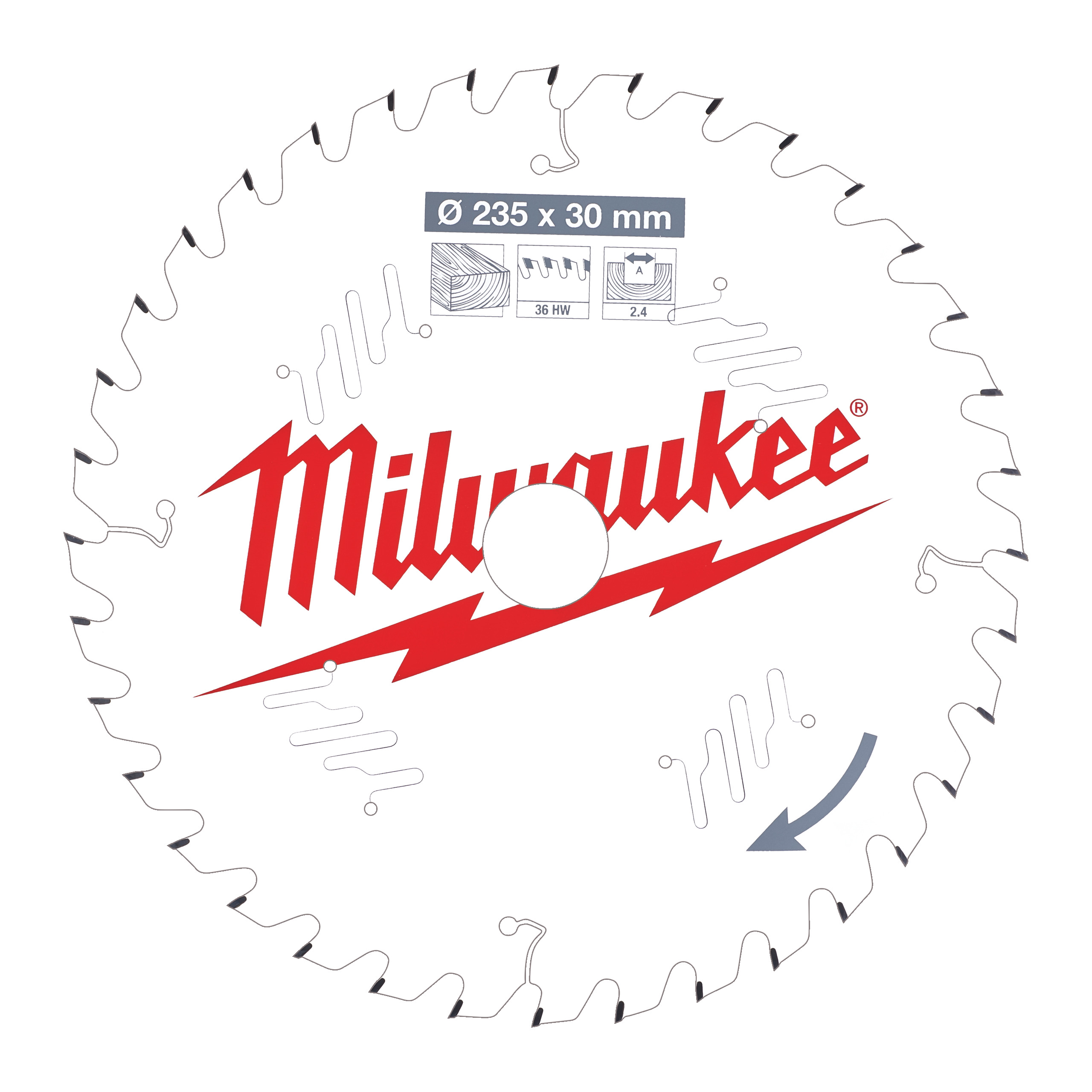 Milwaukee Zubehör 4932471306 Kreissägeblatt P W 235x30x2,4x36ATB