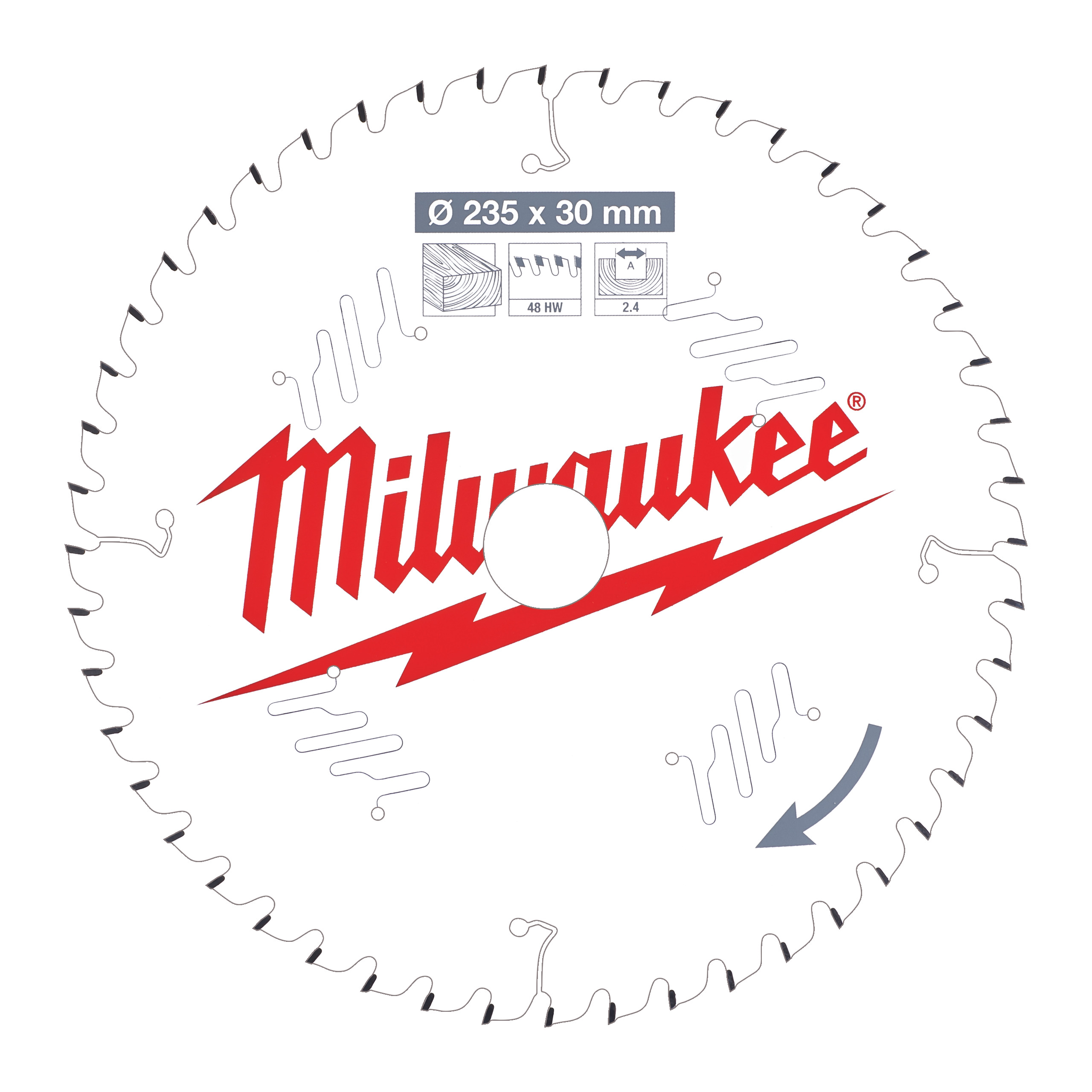 Milwaukee Zubehör 4932471307 Kreissägeblatt P W 235x30x2,4x48ATB