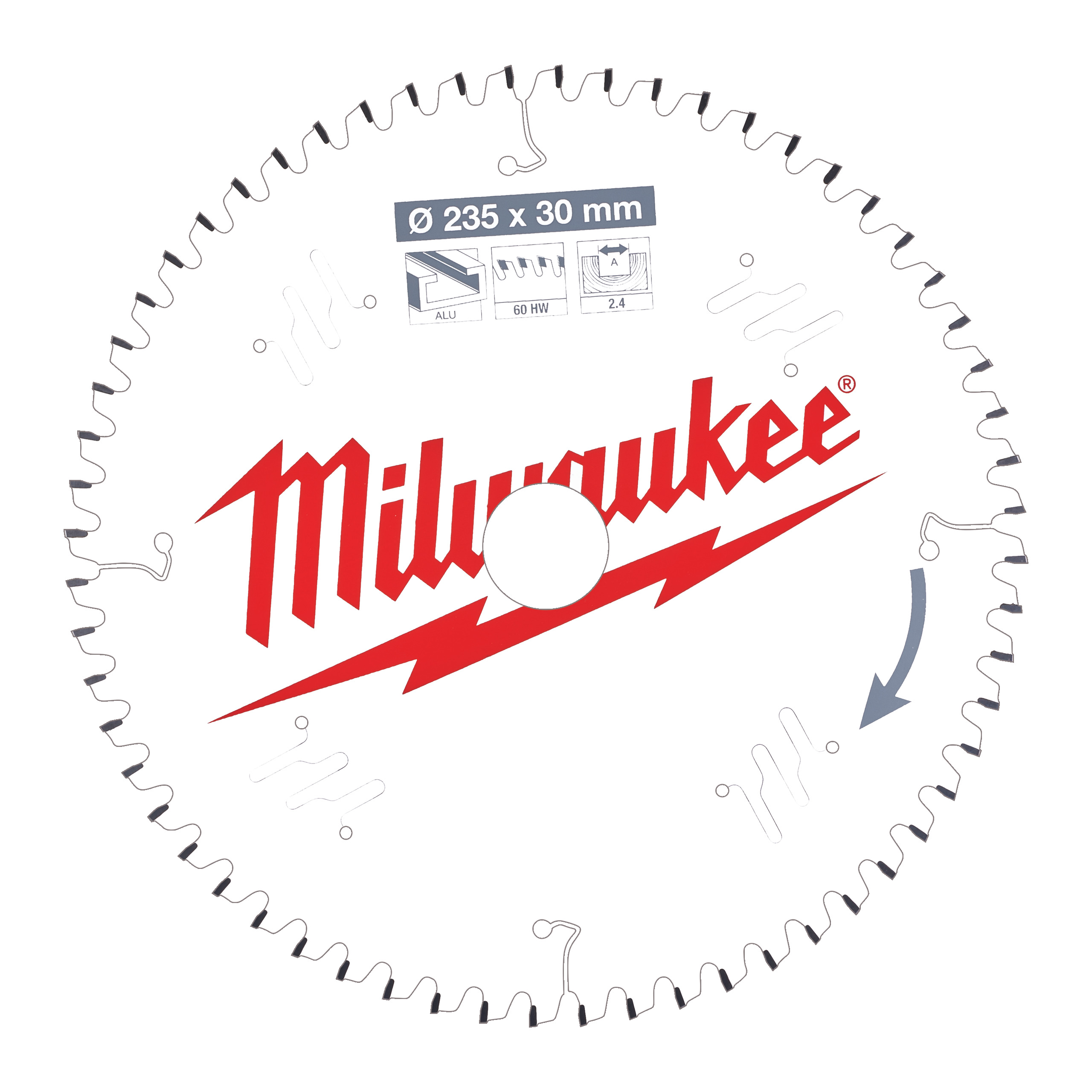 Milwaukee Zubehör 4932471309 Kreissägeblatt P Alu235x30x2,4x60TF neg.