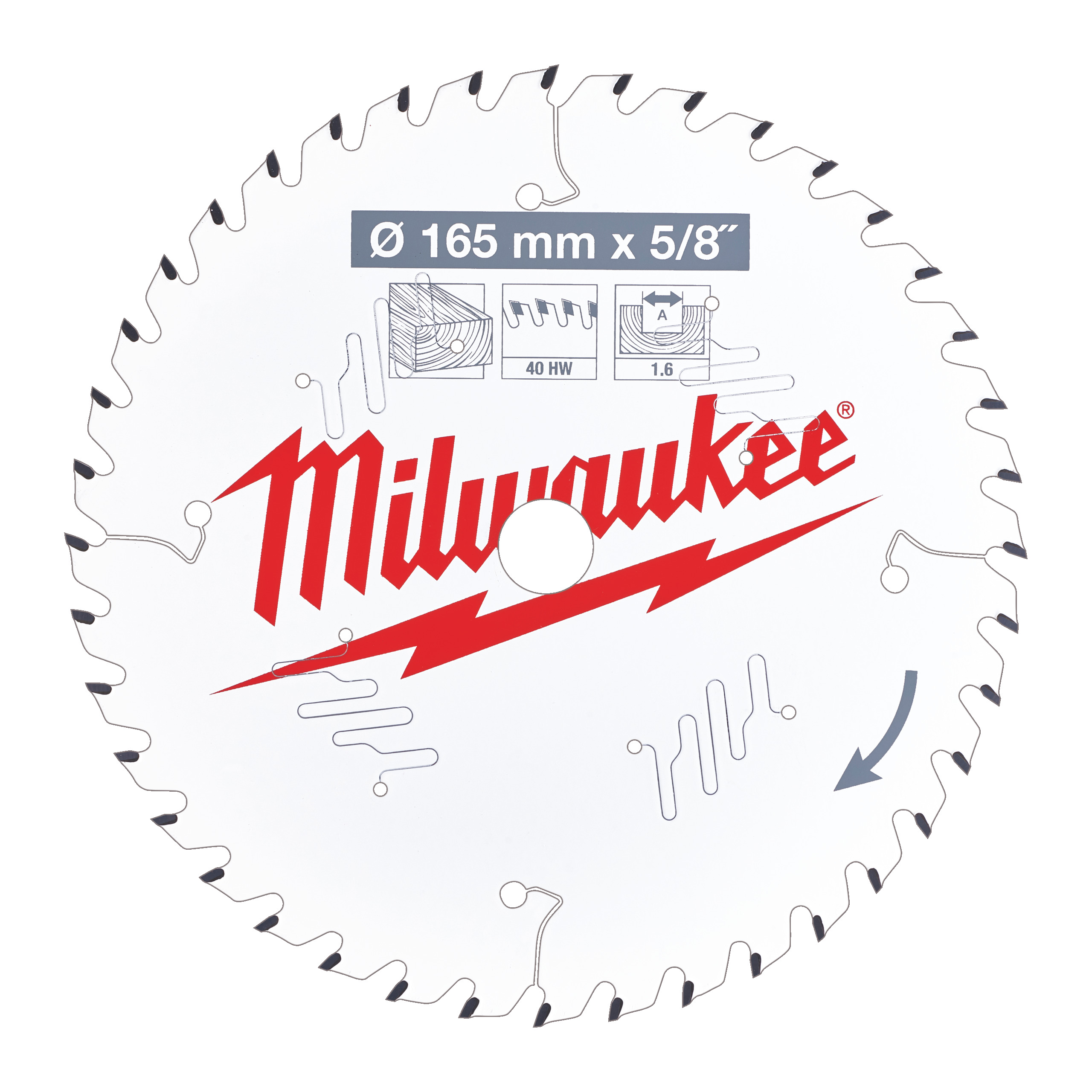 Milwaukee Zubehör 4932471312 Kreissägeblatt P W 165x15,87x1,6x40ATB