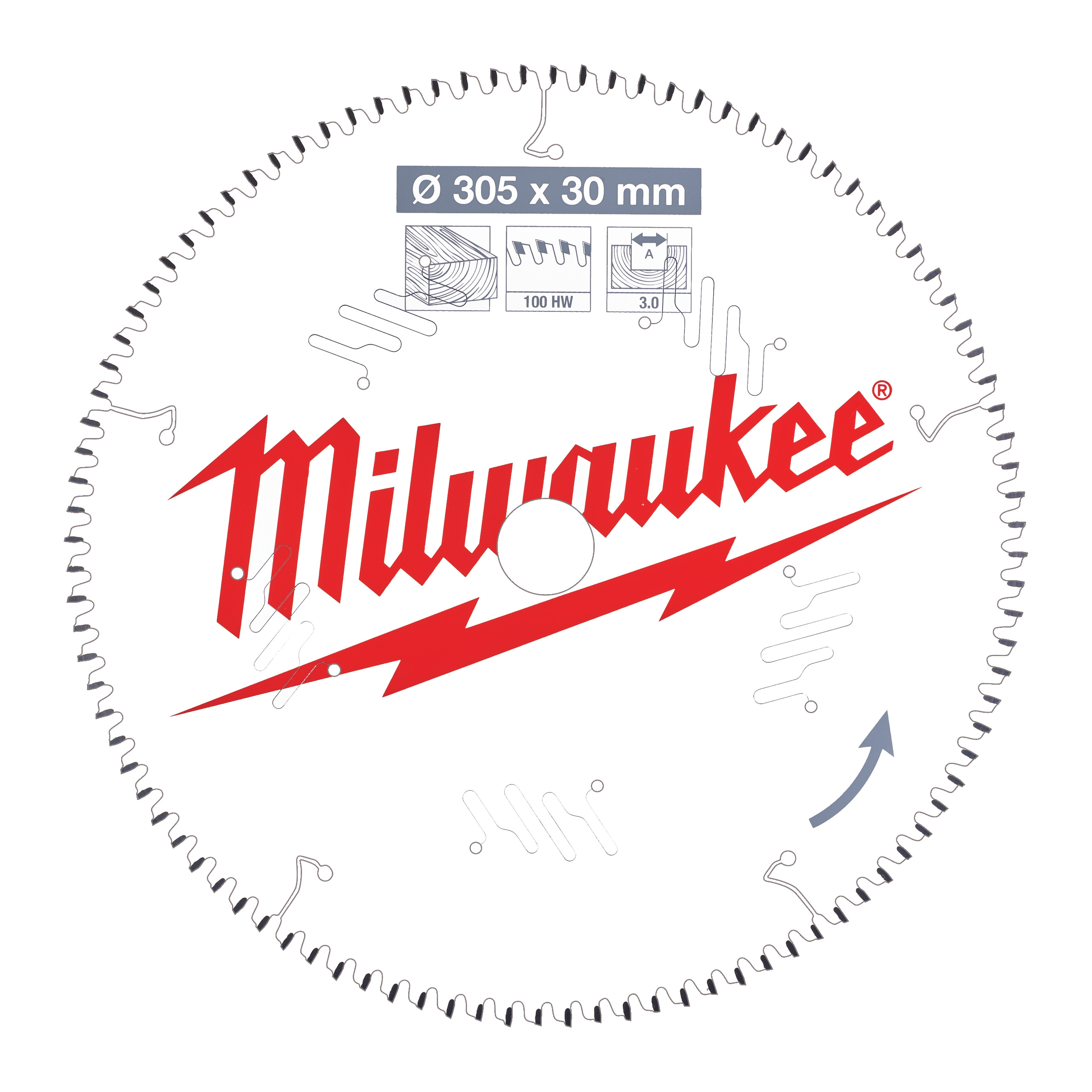 Milwaukee Zubehör 4932471322 Kreissägeblatt MS W 305x30x3,0x100ATB neg.
