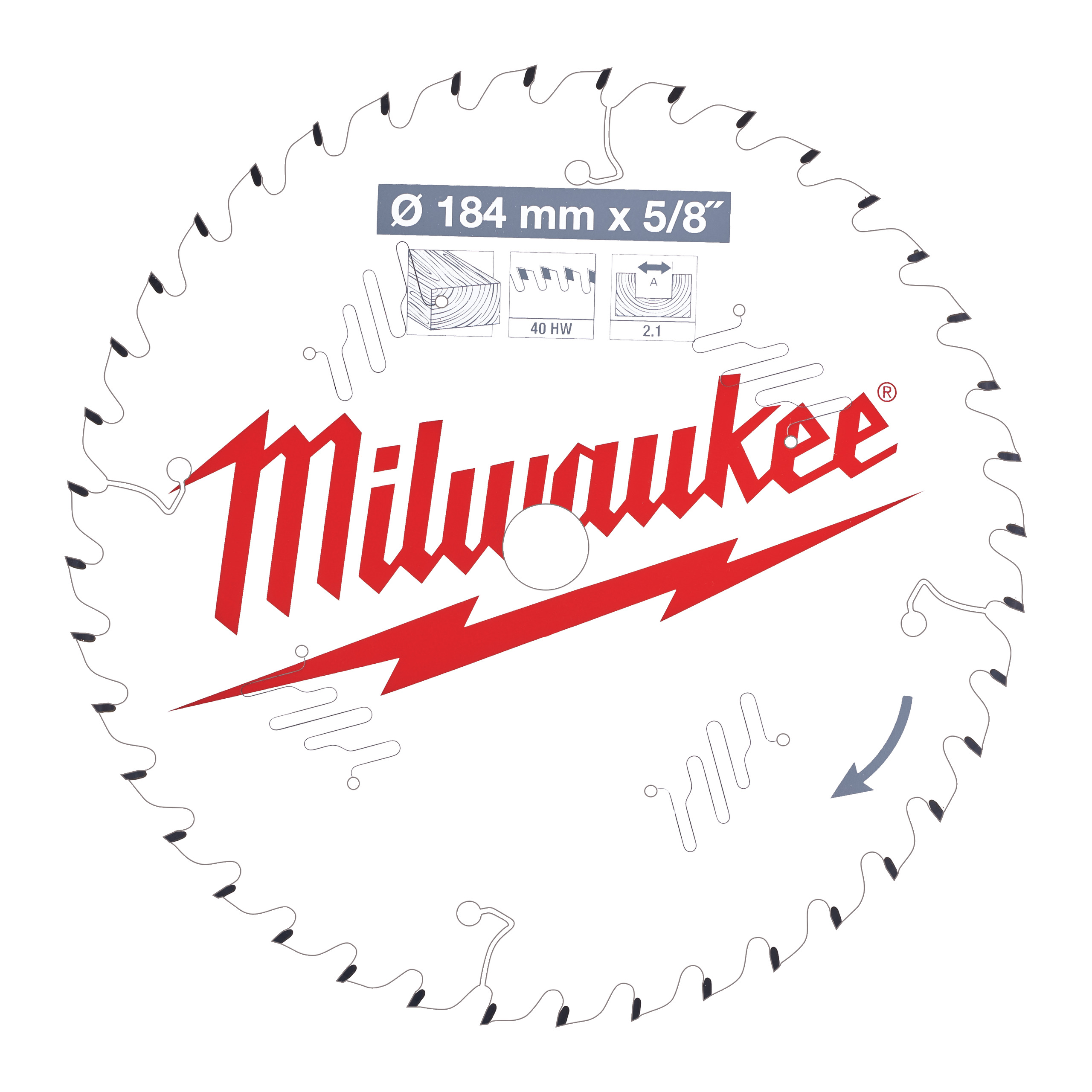 Milwaukee Zubehör 4932471379 Kreissägeblatt P W 184x5/8x2,1x40ATB