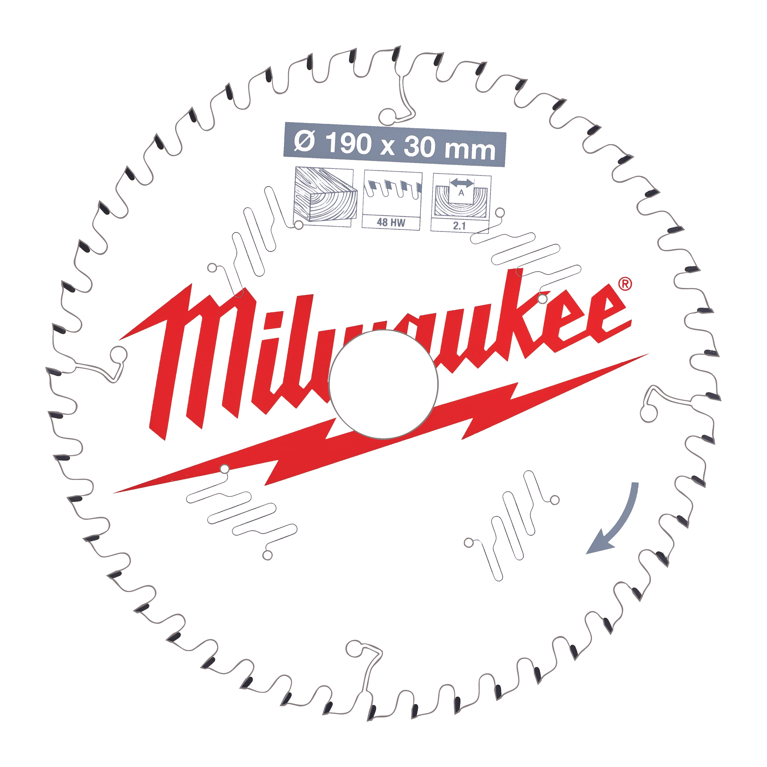 Milwaukee Zubehör 4932471380 Kreissägeblatt P W 190x30x2,1x48ATB