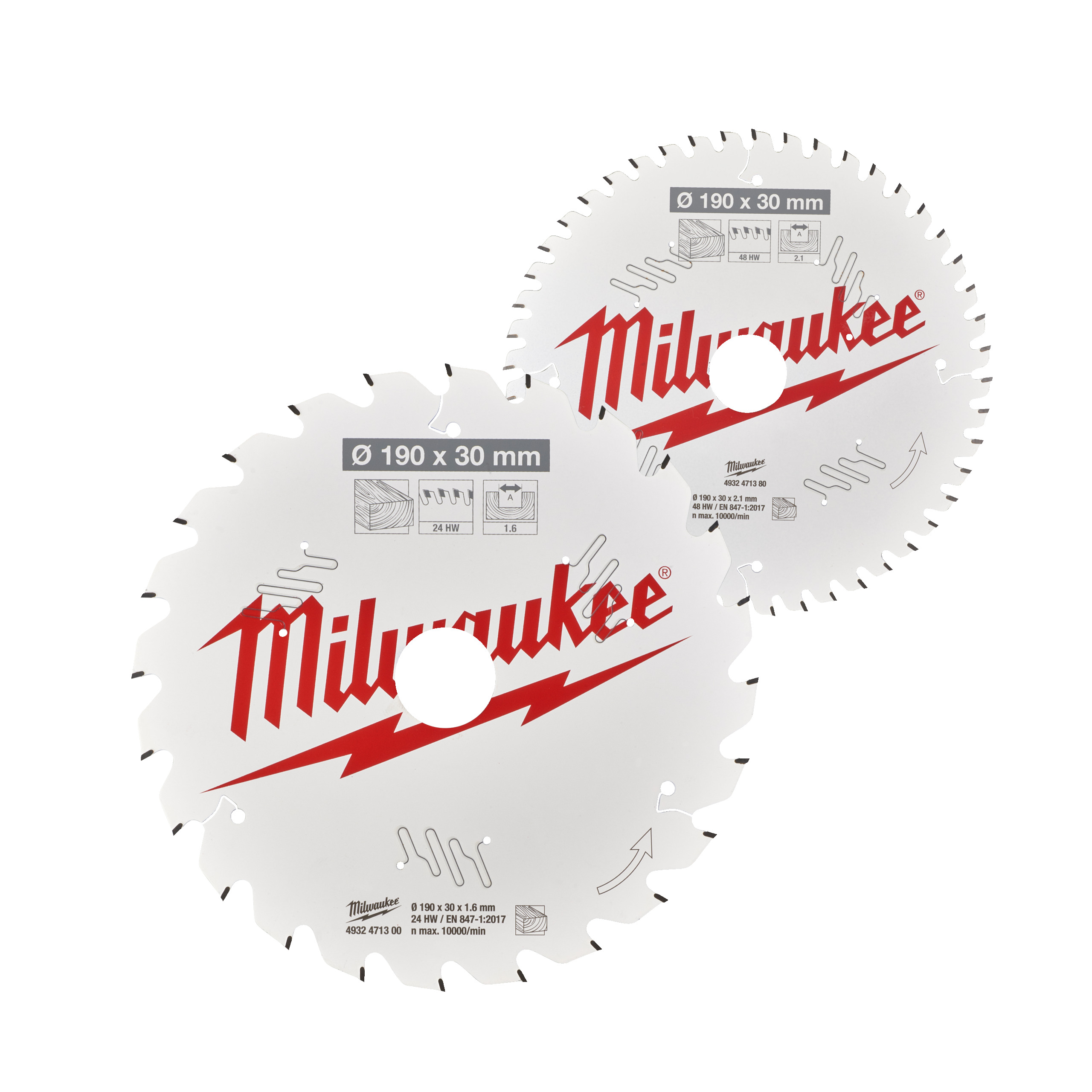 Milwaukee Zubehör 4932479574 Kreissägeblätter CSB 190 x 30 mm Doppelpack (2-teilig)