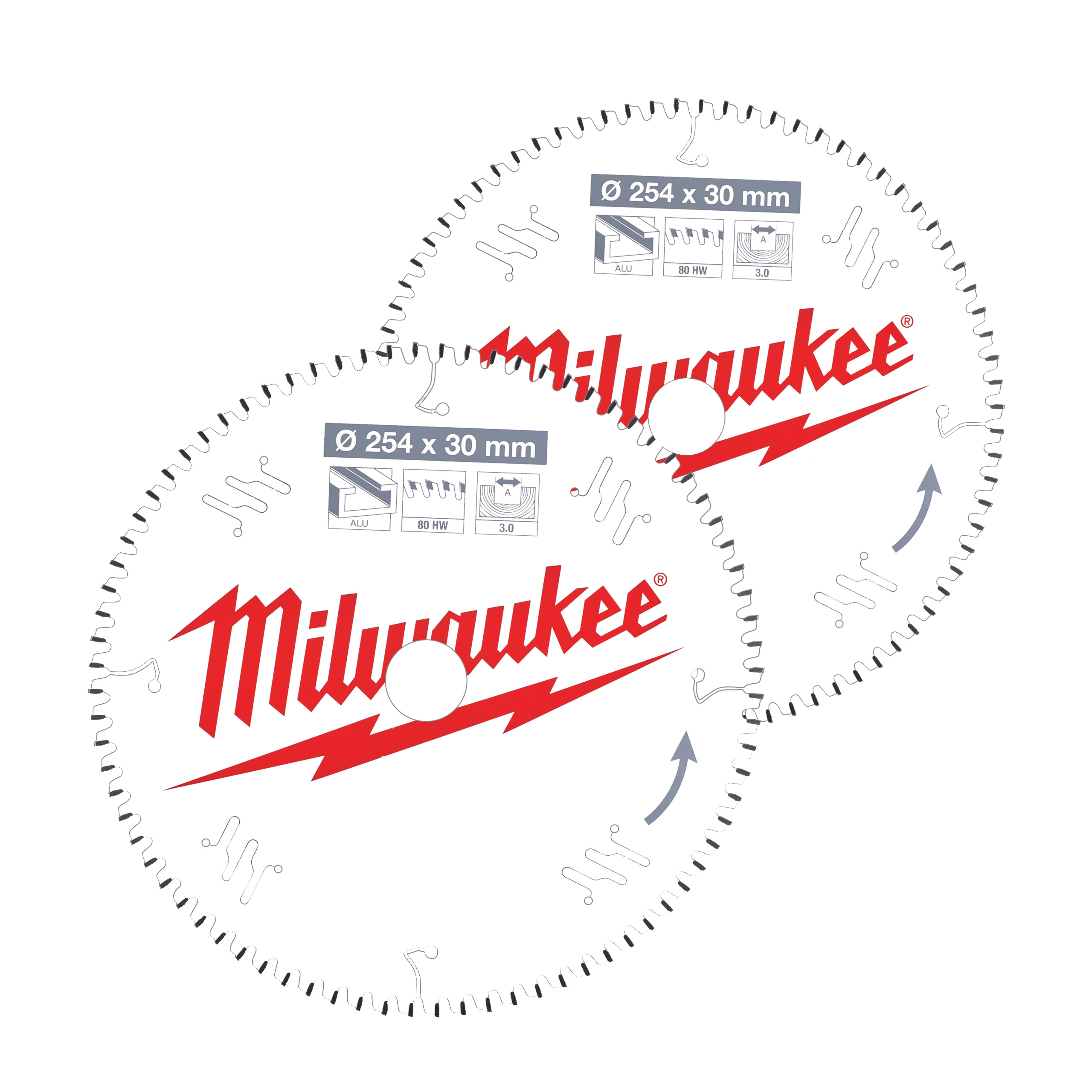 Milwaukee Zubehör 4932479576 Kreissägeblätter CSB 254 x 30 mm Doppelpack (2-teilig)