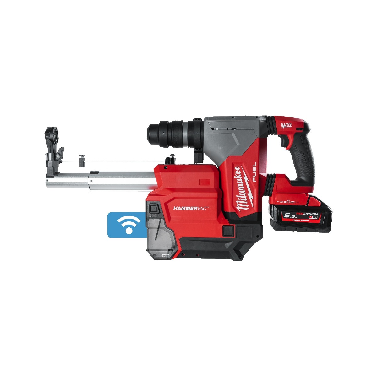 Milwaukee 4933478498 M18 ONEFHPXDEL-552C M18 Fixtec SDS-Plus Accu Kombihammer 18V 5.5Ah Li-Ion mit Staubabsaugung