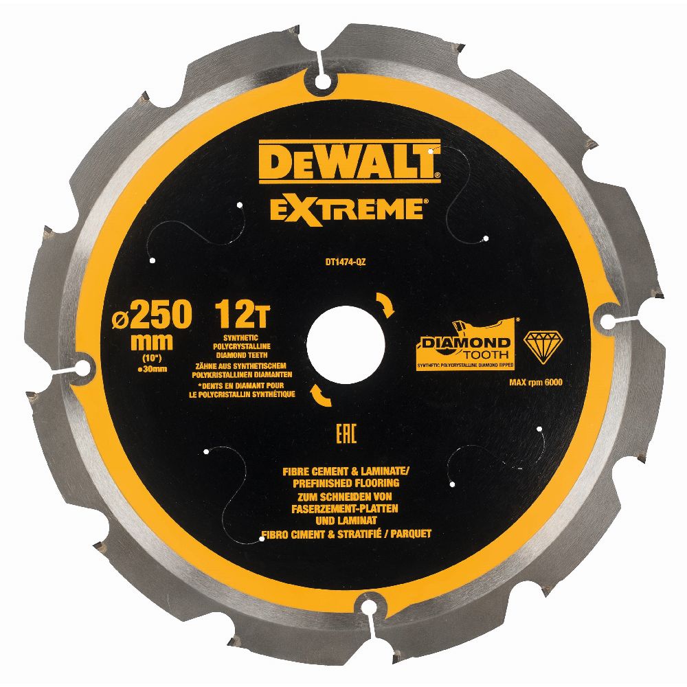 DeWALT Zubehör DT1474-QZ Kreissägeblatt 250 x 30 x 12T