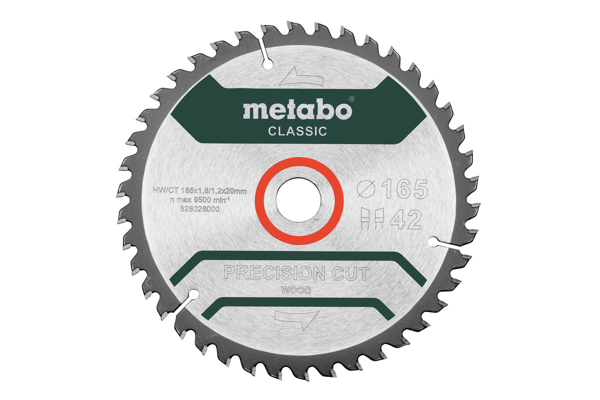 Metabo Zubehör 628026000 Sägeblatt "PRECISION CUT WOOD - CLASSIC", 165X20 Z42 WZ 5°