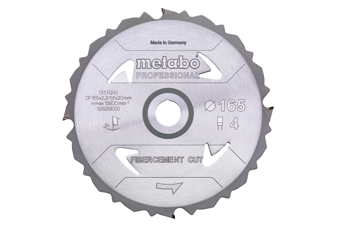 Metabo Zubehör 628289000 SÄGEBLATT "FIBERCEMENT CUT - PROFESSIONAL", 165X20 Z4 DFZ 5°