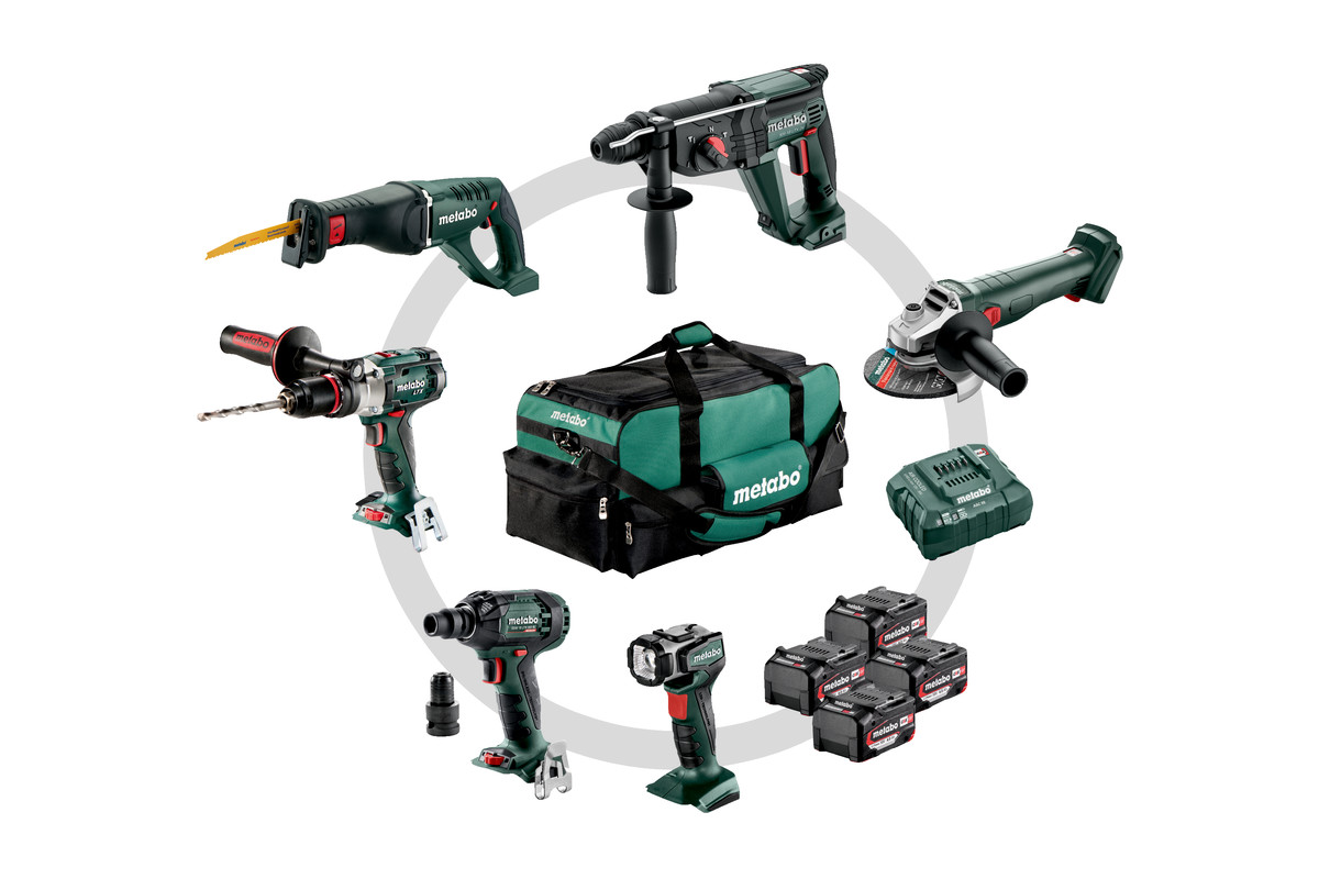 Metabo 685211000 Combo Set 6.1 18V 4 x 4.0Ah Li-Ion - 5 Maschinen + Lampe