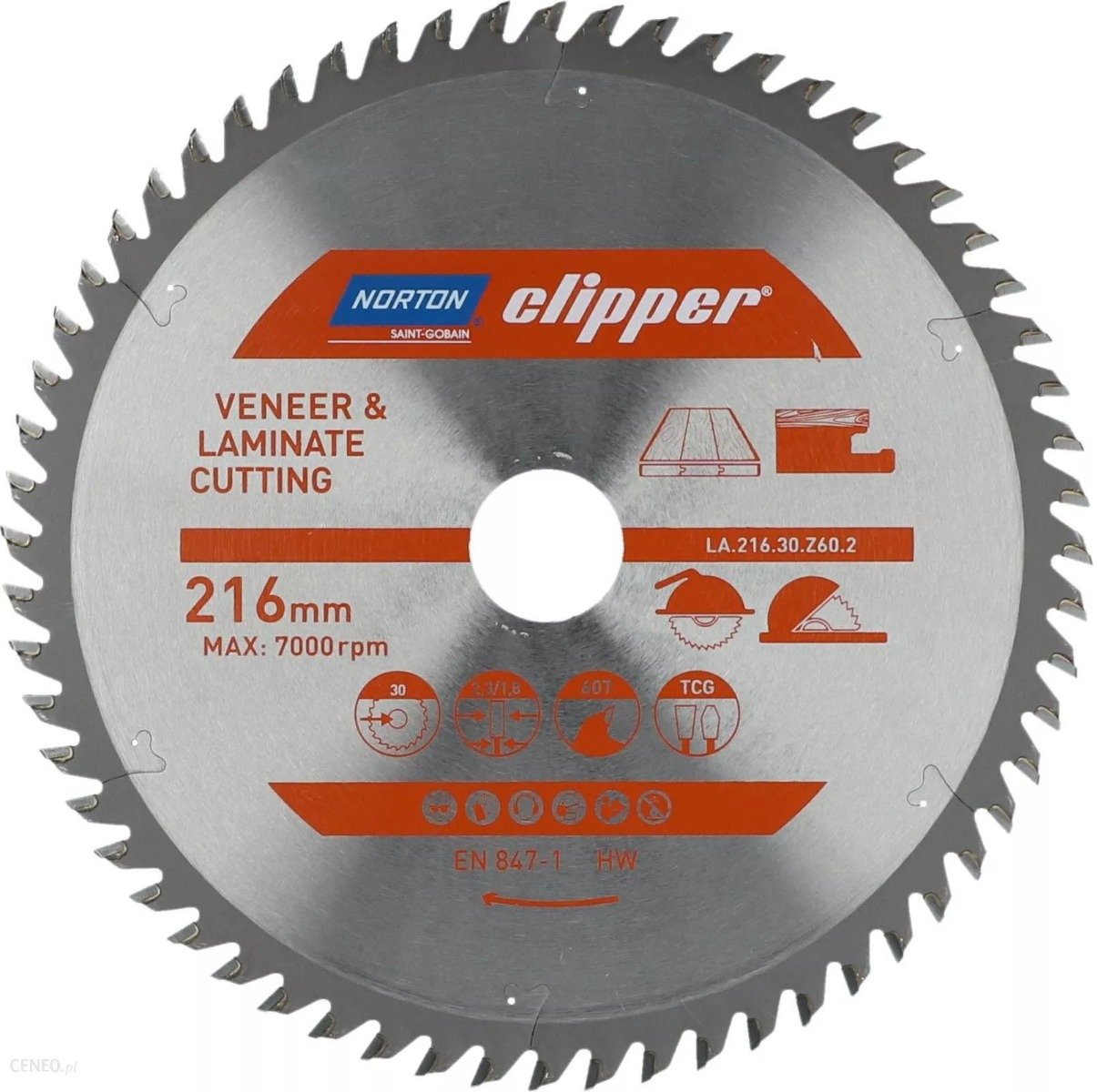 Norton Clipper 70184608141 Sägeblatt 160 x 20 x 48T für Melaminplatten, Sperrholz, laminierte Platten