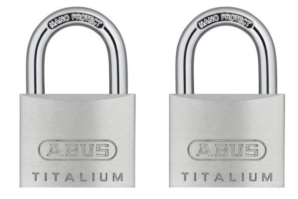 ABUS H64TI/30 TWINS C Titalium Vorhängeschloss, zweiteilig, gleich schließend