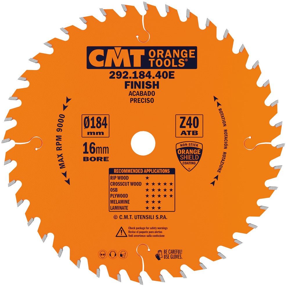 CMT 292.184.40E Feinzahn-Sägeblatt 184 x 16 x 40T