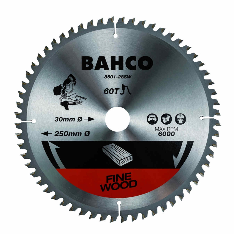 Bahco 8501-18SW 48-Zähne Kreissägeblätter mit hartmetallbestückten, feinen 0°-Zähnen für Arbeiten in Holz 216 mm